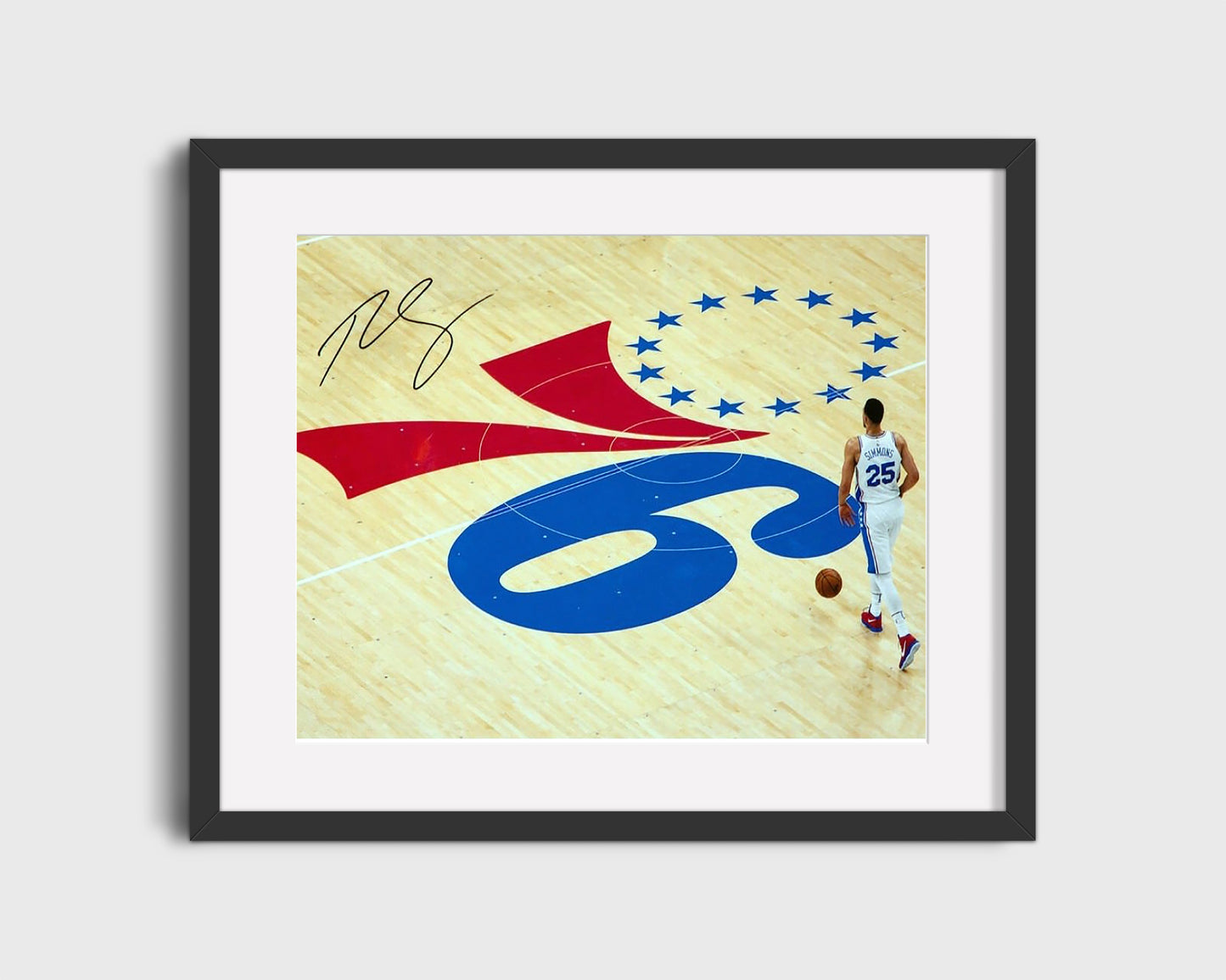 Ben Simmons Autograph Print - 76ers Court - Process in Motion