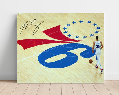 Ben Simmons Autograph Print - 76ers Court - Process in Motion