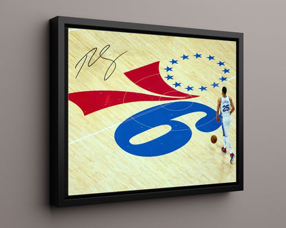 Ben Simmons Autograph Print - 76ers Court - Process in Motion