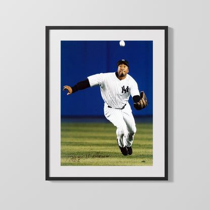 Bernie Williams Autograph Print - Outfield Chase - Smooth Swinger