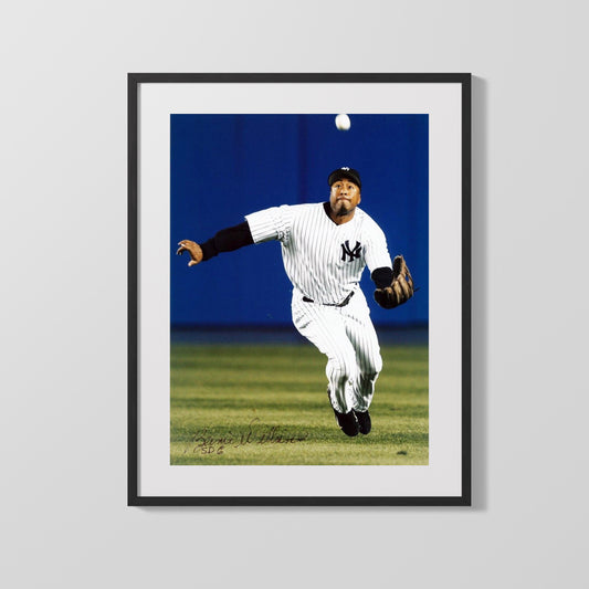 Bernie Williams Autograph Print - Outfield Chase - Smooth Swinger