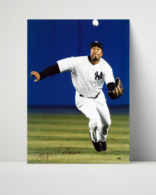 Bernie Williams Autograph Poster - Outfield Chase - Smooth Swinger