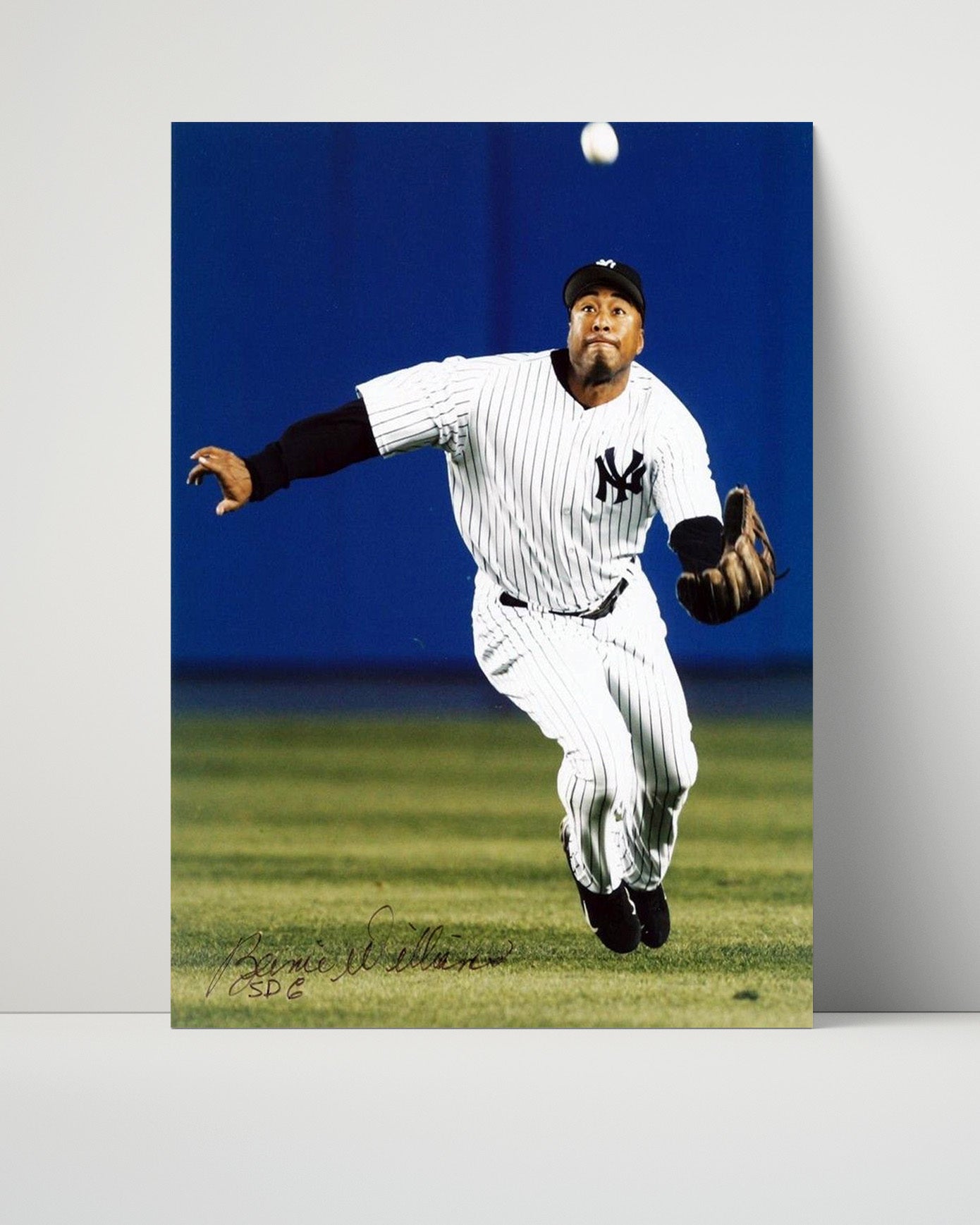 Bernie Williams Autograph Poster - Outfield Chase - Smooth Swinger