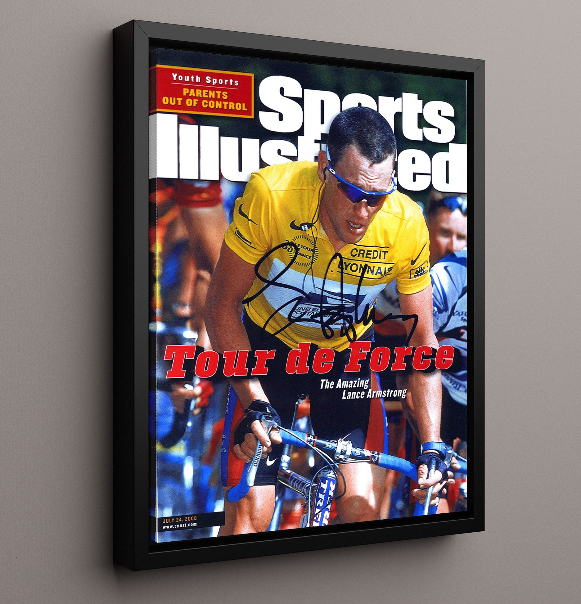 Lance Armstrong 2000 SI Tour De Force Cover 16x20 Framed Canvas cycling wall art print – Cycling Wall Art decor