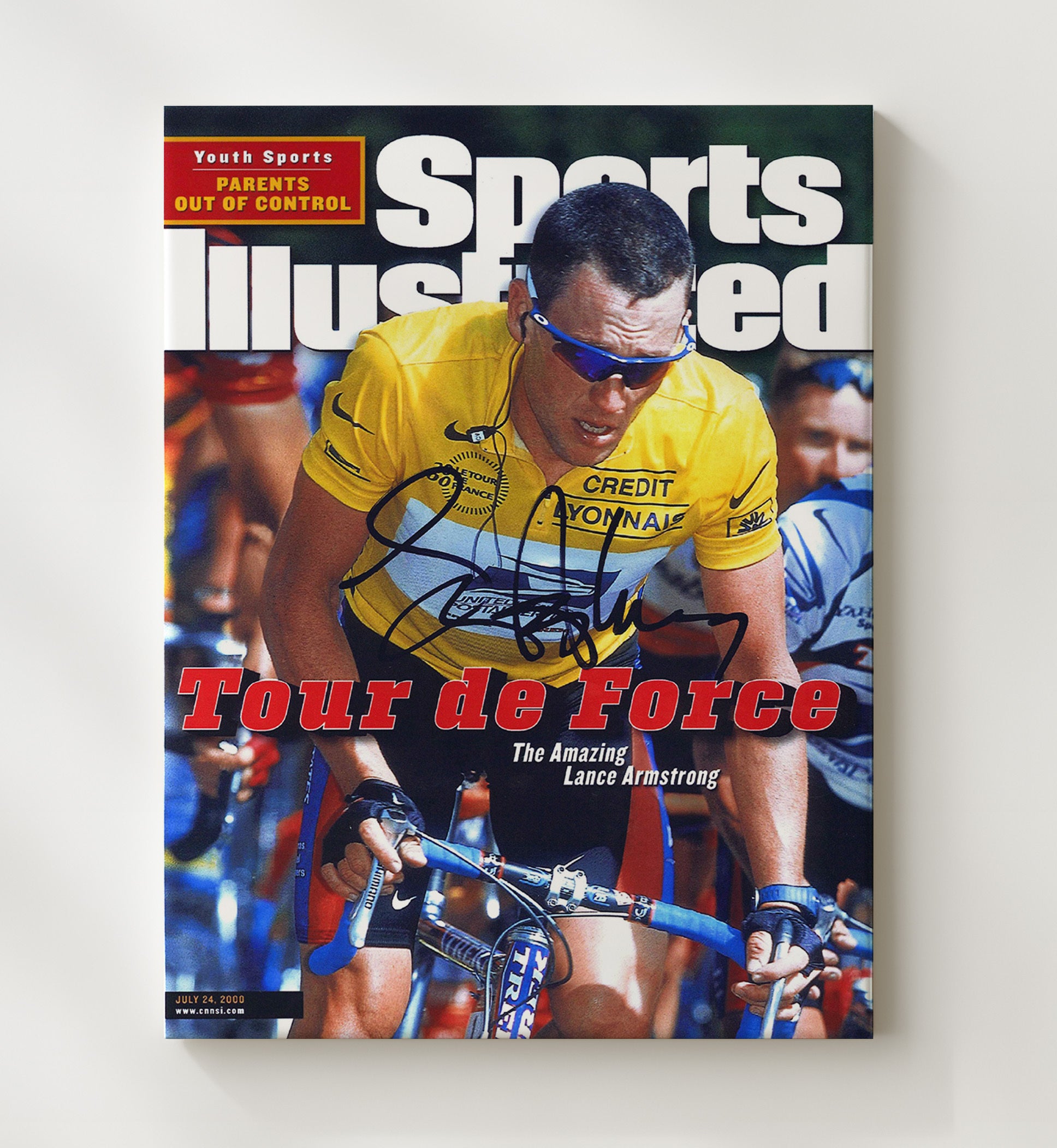 Lance Armstrong 2000 SI Tour De Force Cover 20x24 Canvas cycling wall art print – Cycling Wall Art decor