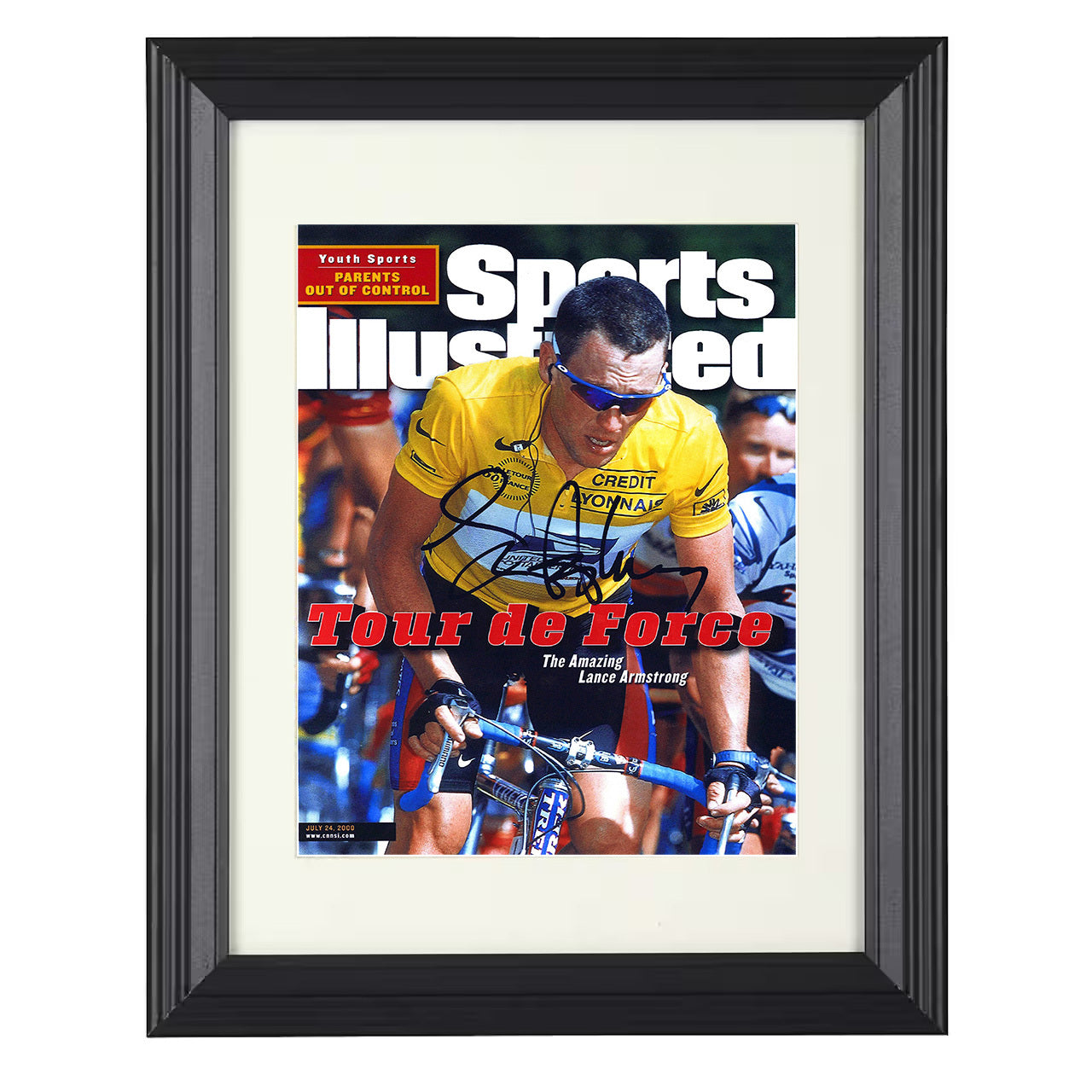 Lance Armstrong – Tour de Force 2000 SI 8x10 matted black framed cycling wall art