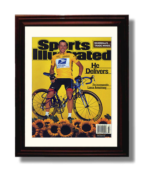 Lance Armstrong 2001 SI He Delivers Cover 8x10 Beveled Frame cycling wall art print – Cycling Wall Art decor