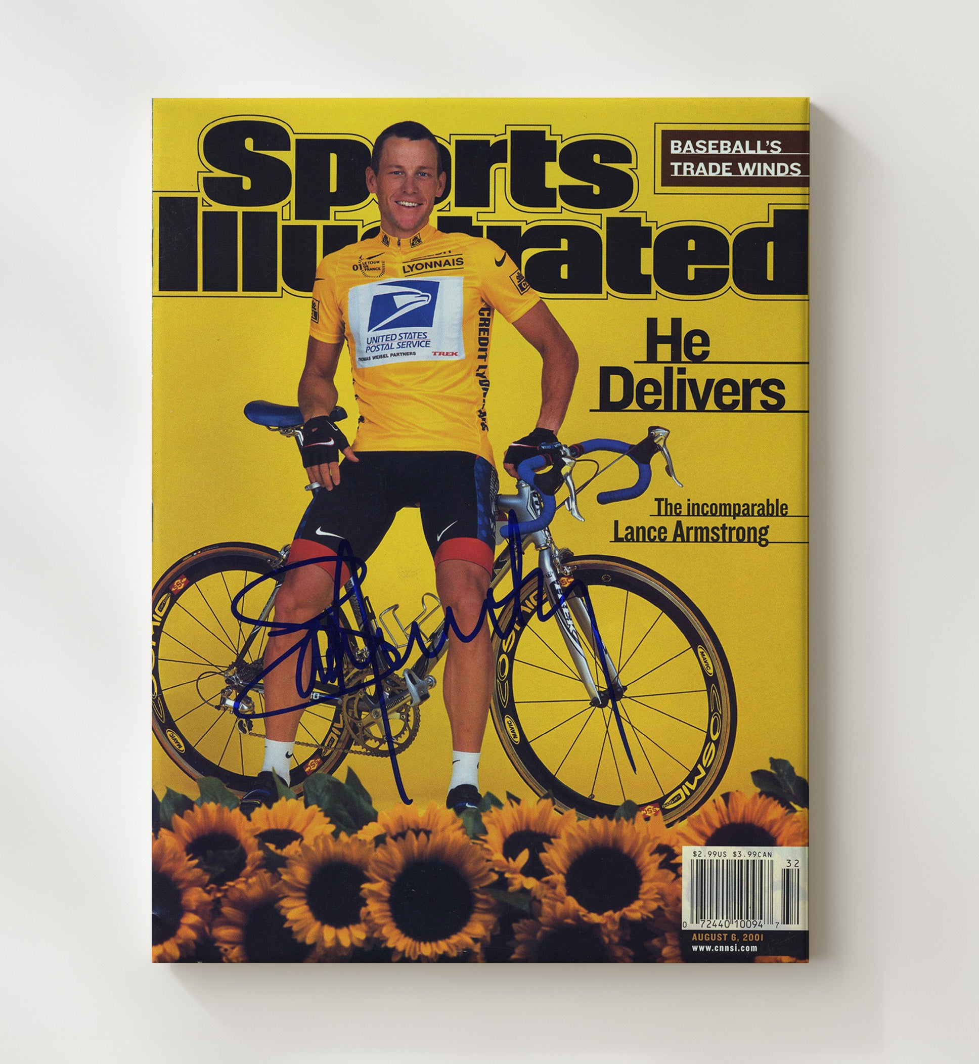 Lance Armstrong 2001 SI He Delivers Cover 20x24 Canvas cycling wall art print – Cycling Wall Art decor