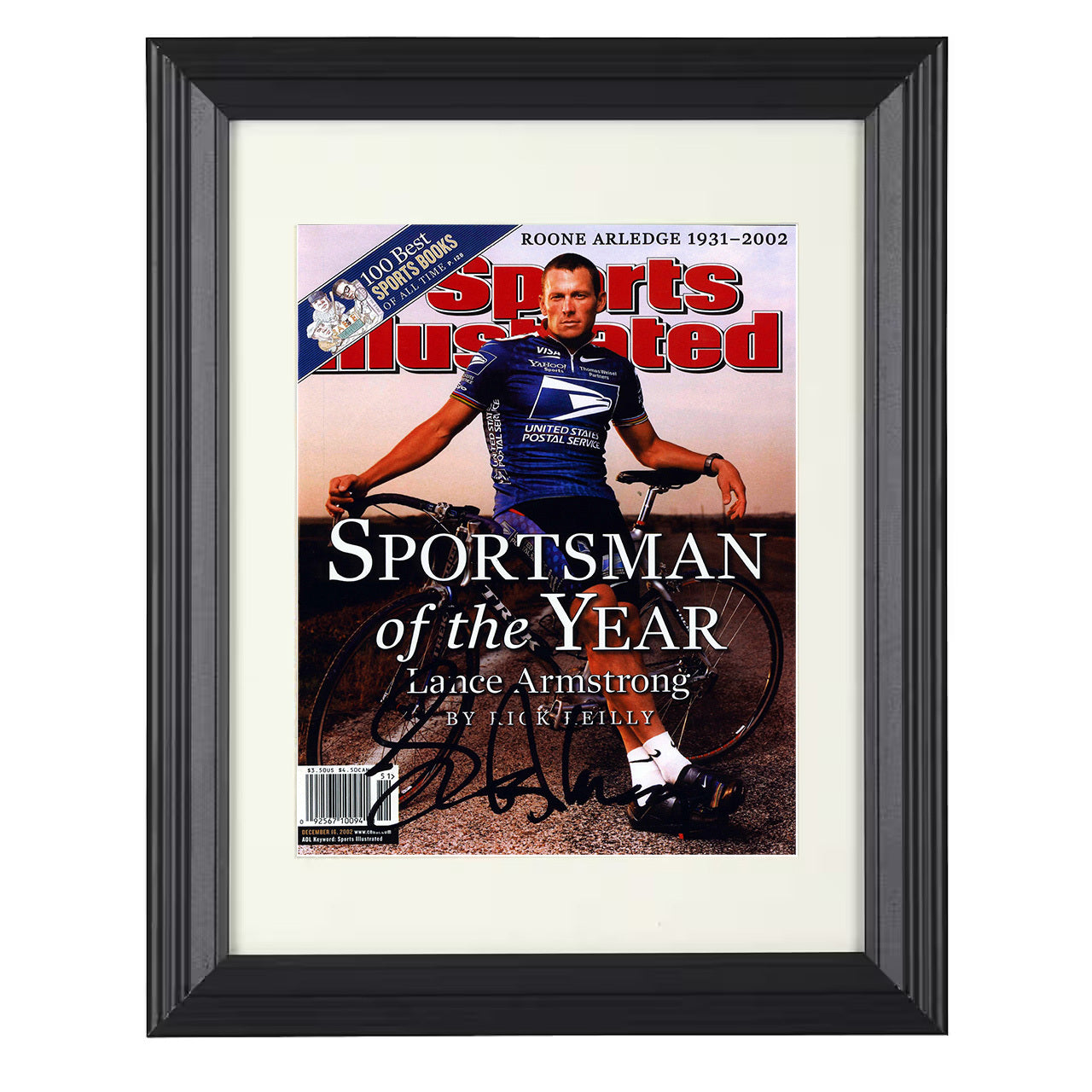 Lance Armstrong – Sportsman of the Year 2002 SI 8x10 matted black framed cycling wall art