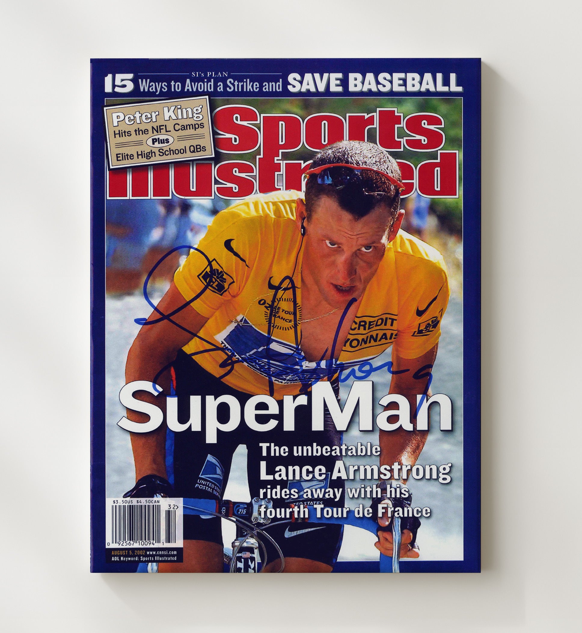 Lance Armstrong 2002 SI Tour De France Champion Cover 20x24 Canvas cycling wall art print – Cycling Wall Art decor