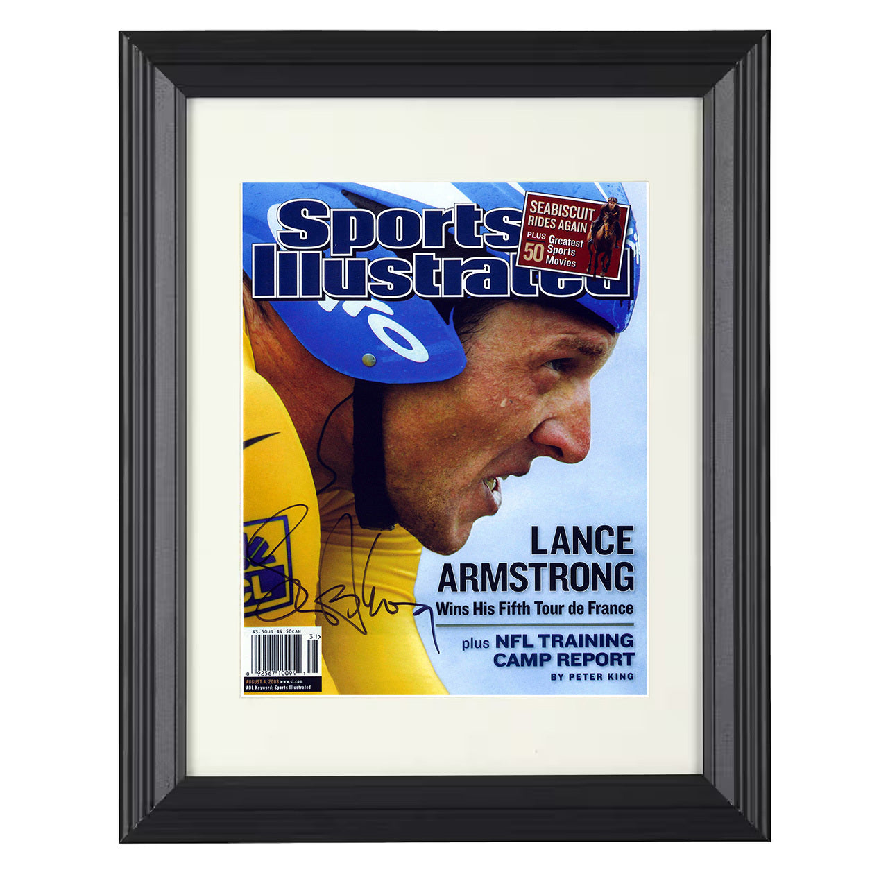 Lance Armstrong – Fifth Tour de France 2003 SI 8x10 matted black framed cycling wall art