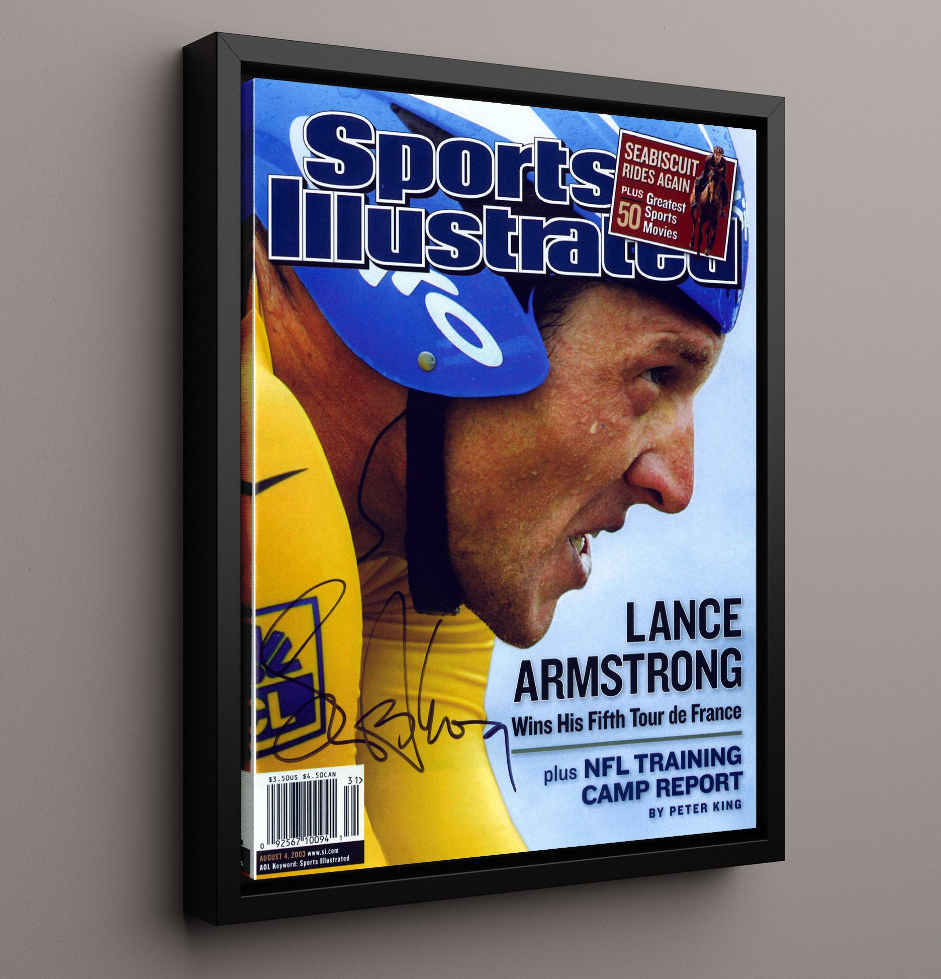 Lance Armstrong 2003 SI Fifth Tour De France Cover 16x20 Framed Canvas cycling wall art print – Cycling Wall Art decor