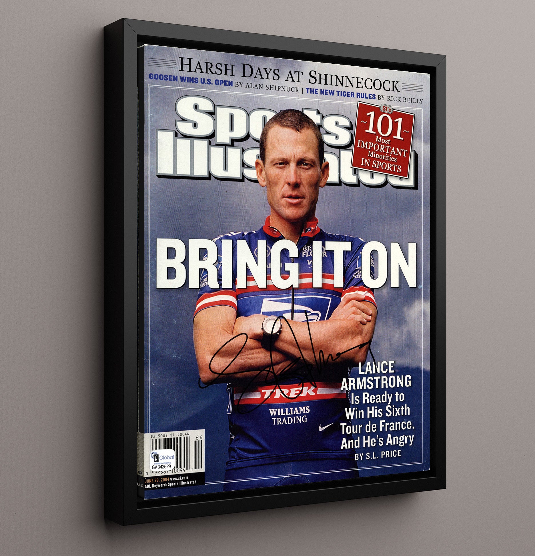 Lance Armstrong 2004 SI Bring It on Cover 16x20 Framed Canvas cycling wall art print – Cycling Wall Art decor