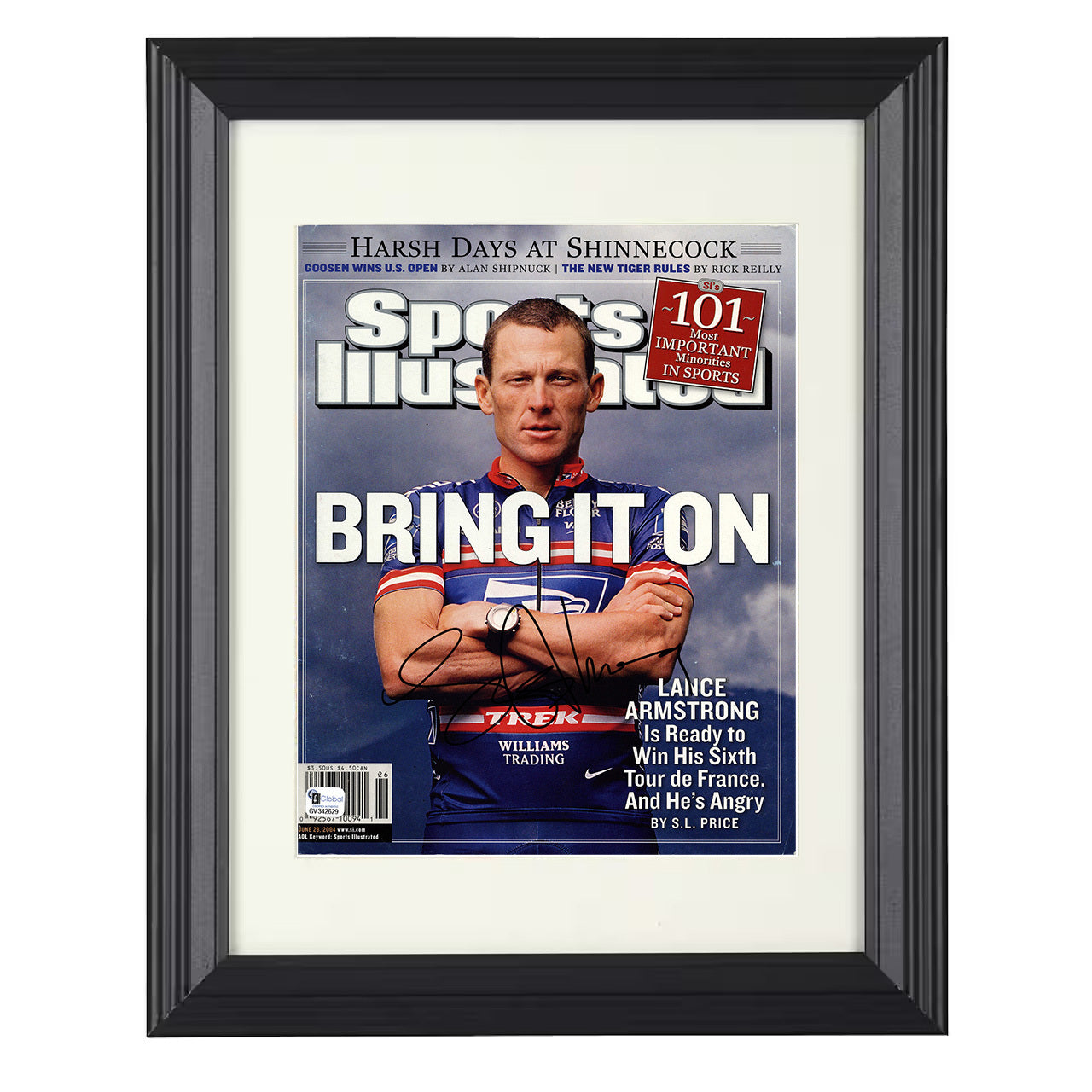 Lance Armstrong – Bring It On 2004 SI 8x10 matted black framed cycling wall art