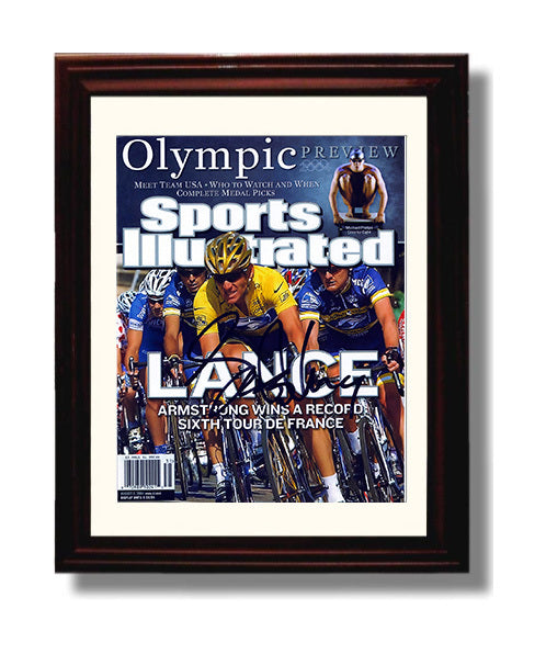 Lance Armstrong 2004 SI Tour De France Pack Cover 8x10 Beveled Frame cycling wall art print – Cycling Wall Art decor