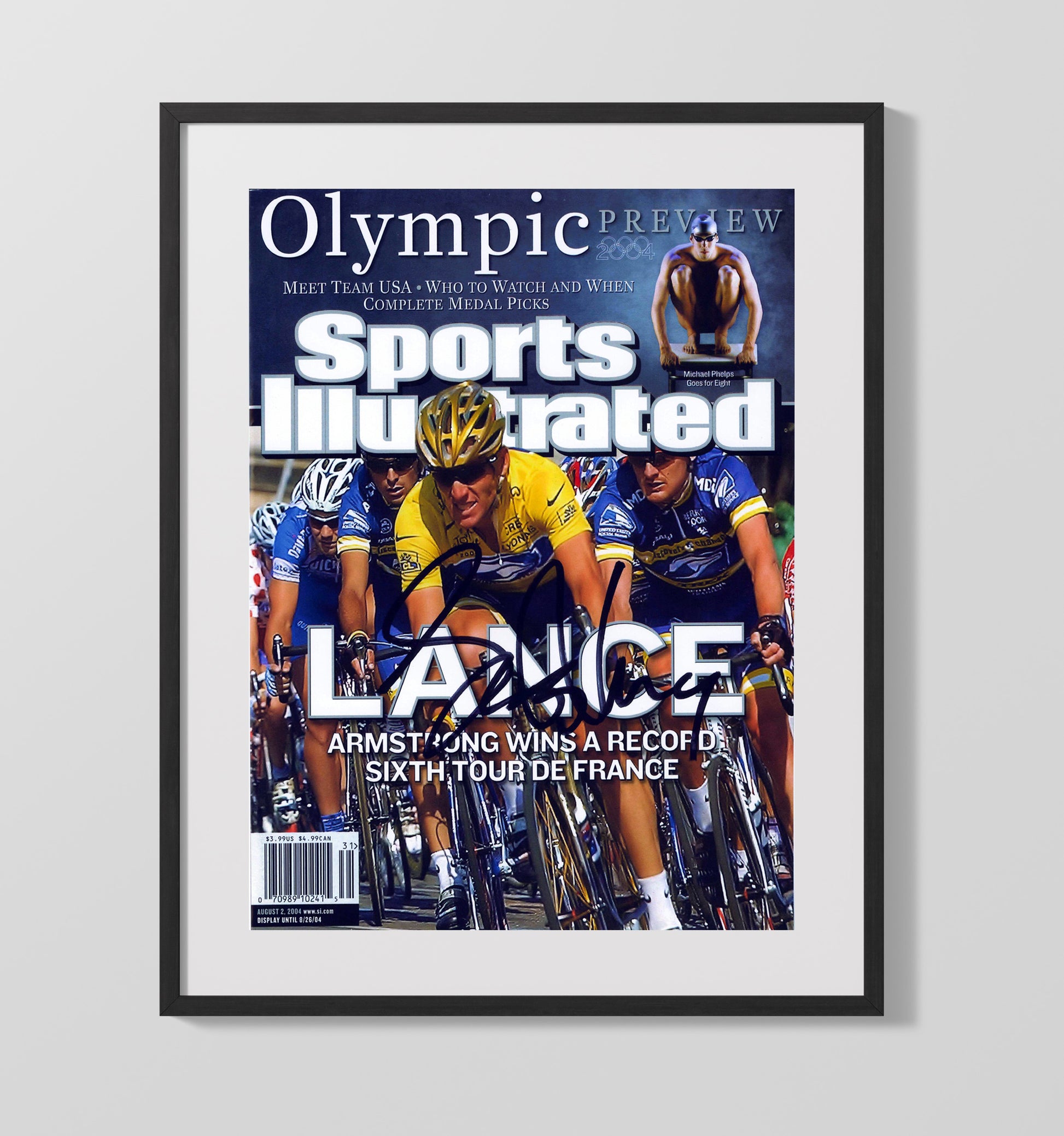 Lance Armstrong 2004 SI Tour De France Pack Cover 16x20 Gallery Frame cycling wall art print – Cycling Wall Art decor