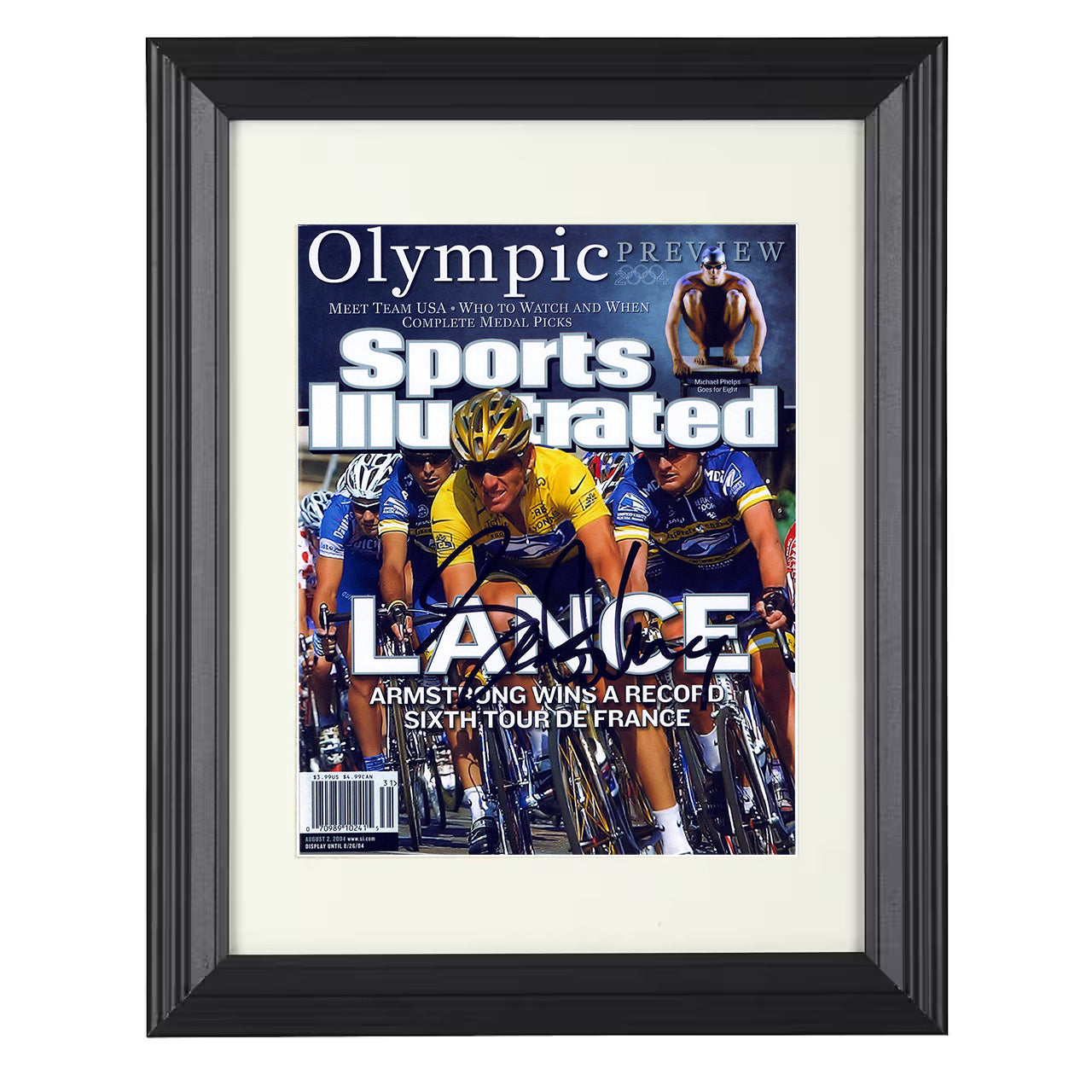 Lance Armstrong – Tour de France Pack 2004 SI 8x10 matted black framed cycling wall art