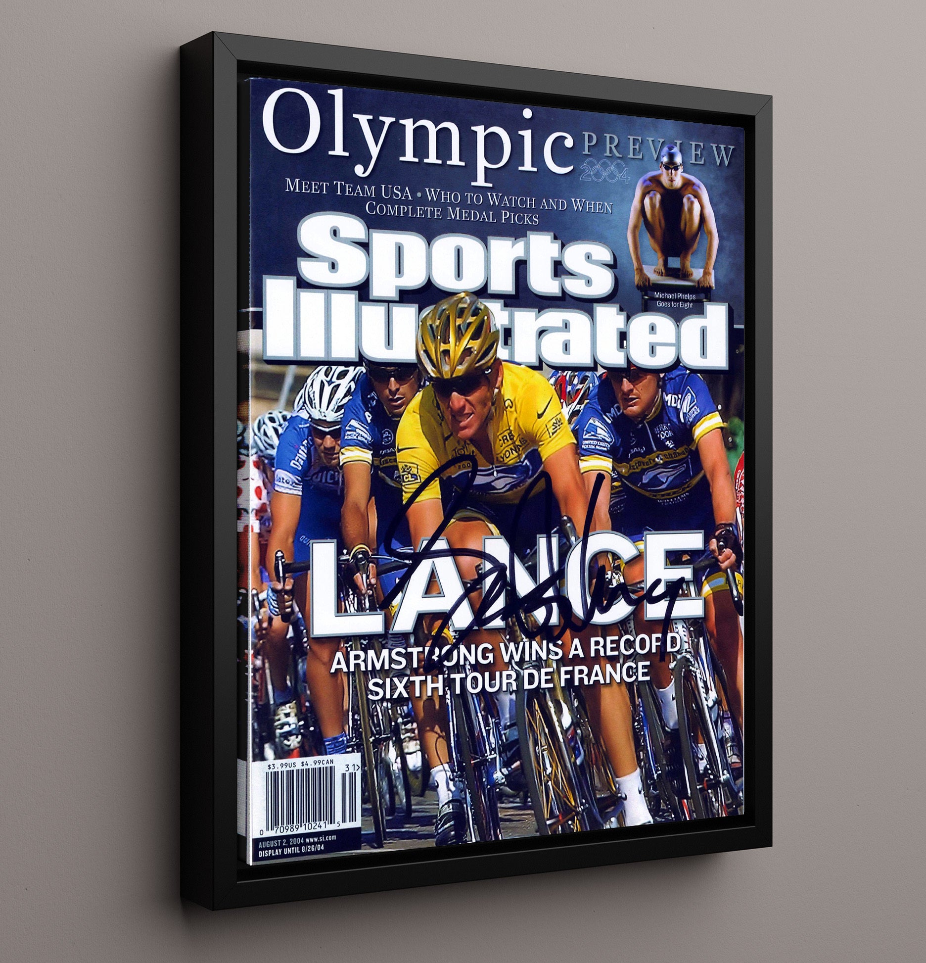 Lance Armstrong 2004 SI Tour De France Pack Cover 16x20 Framed Canvas cycling wall art print – Cycling Wall Art decor