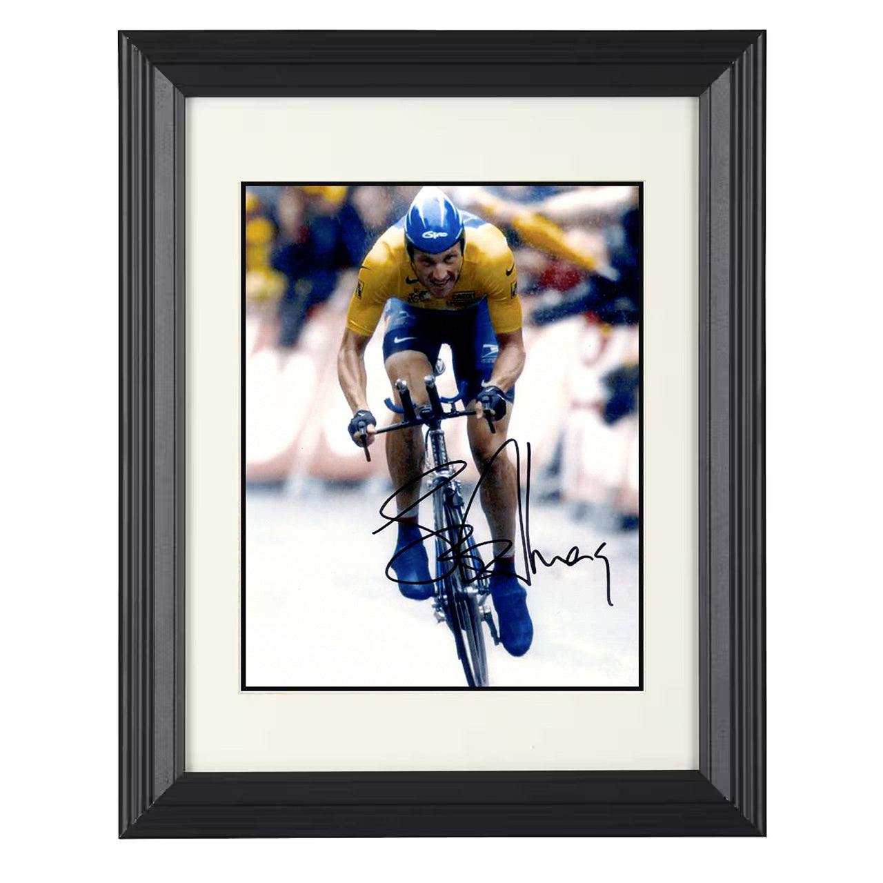 Lance Armstrong – Tour Time Trial Action 8x10 matted black framed cycling wall art