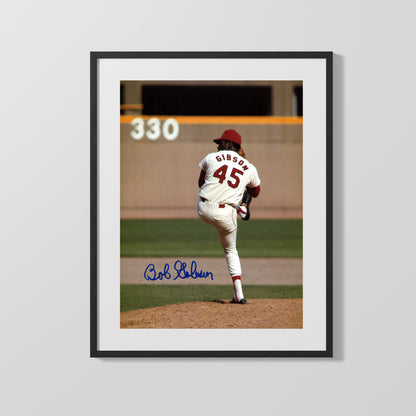 Bob Gibson Autograph Print - Back-Turned Wind-Up - Fear the 45