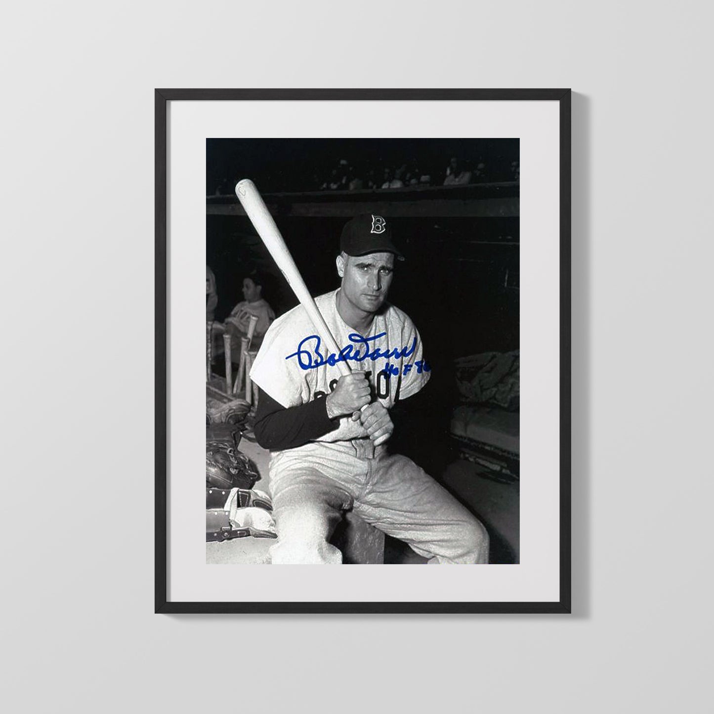 Bobby Doerr Autograph Print - Dugout Bat Pose - Quiet thunder