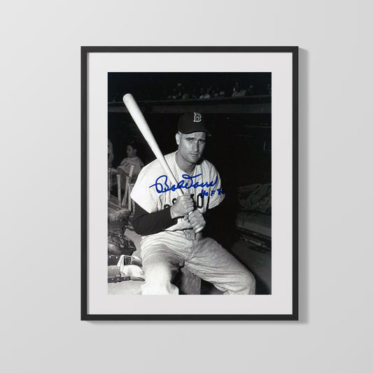 Bobby Doerr Autograph Print - Dugout Bat Pose - Quiet thunder