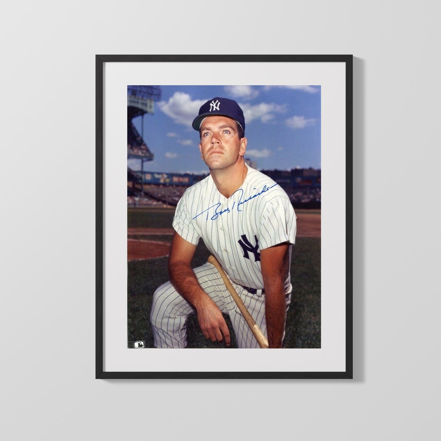 Bobby Richardson Autograph Print - Yankee Kneel & Glare - Eyes on 27