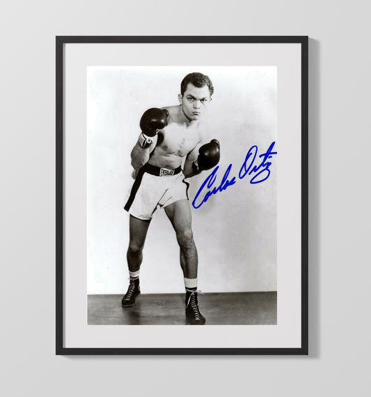 Carlos Ortiz Fighting Stance Portrait Boxing Wall Art 16x20 Gallery Framed Artwork wall art print – Boxing Wall Art decor