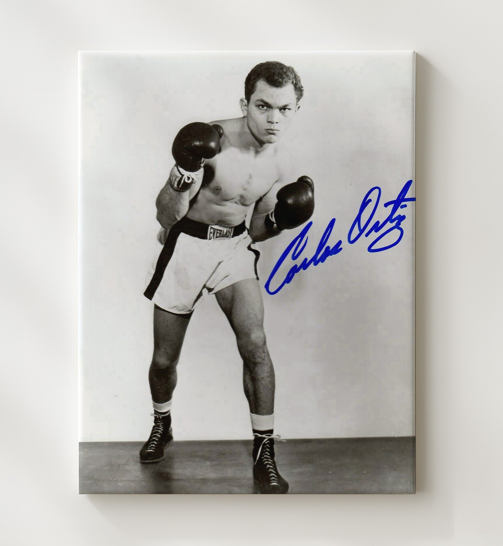 Carlos Ortiz Fighting Stance Portrait 20x24 Canvas boxing wall art print – Boxing Wall Art decor
