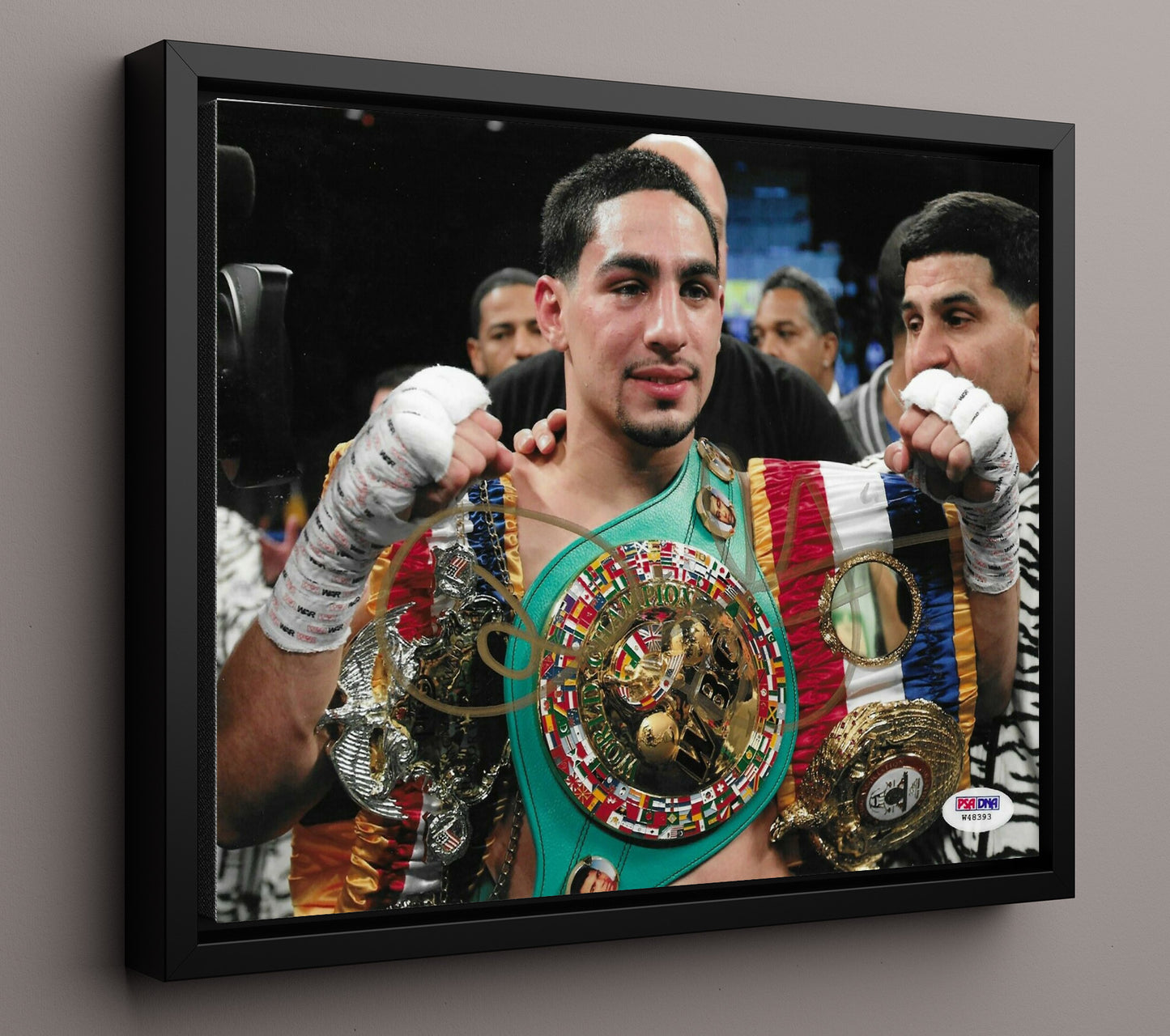 Danny Garcia Champion with Belts 16x20 Framed Canvas boxing wall art print – Boxing Wall Art decor