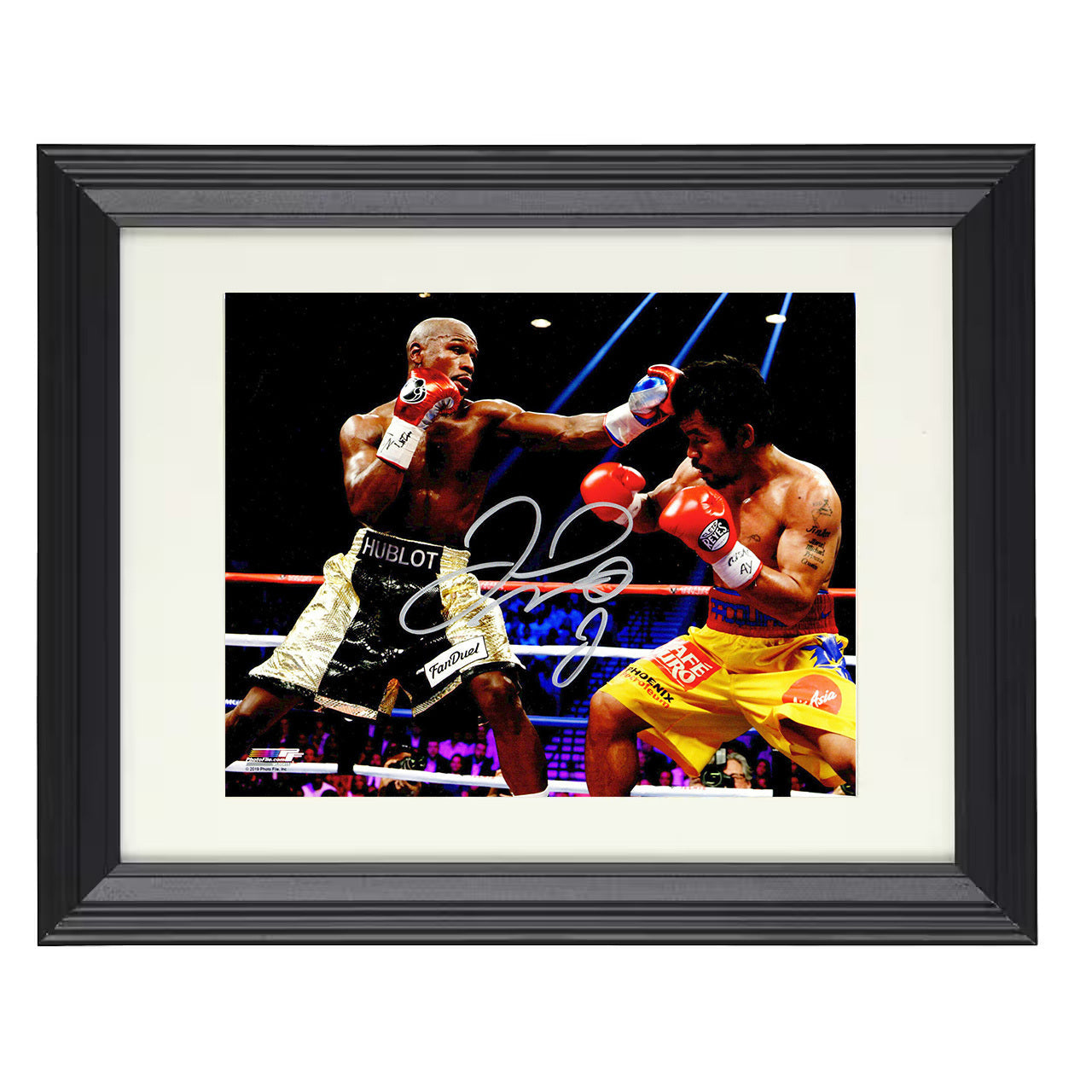 Floyd Mayweather Jr and Manny Pacquiao - The Money Fight 8x10 black framed boxing print