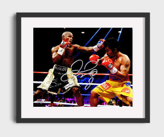Floyd Mayweather Jr and Manny Pacquiao The Money Fight Boxing Wall Art 16x20 Gallery Framed Artwork wall art print – Boxing Wall Art decor
