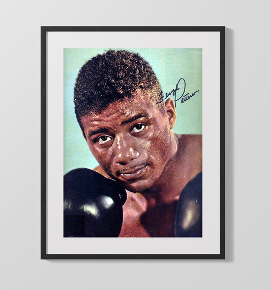 Floyd Patterson Gloves Up Close Portrait Boxing Wall Art 16x20 Gallery Framed Artwork wall art print – Boxing Wall Art decor