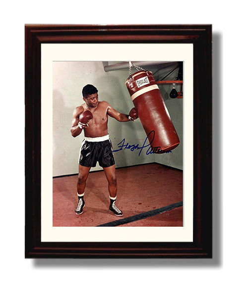 Floyd Patterson Heavy Bag Training 8x10 Beveled Frame boxing wall art print – Boxing Wall Art decor