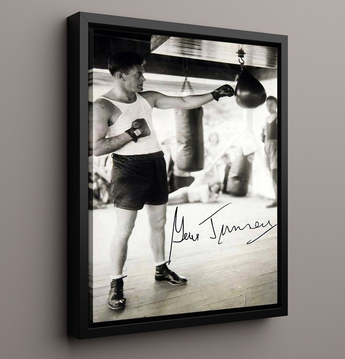 Gene Tunney Speed Bag Training 16x20 Framed Canvas boxing wall art print – Boxing Wall Art decor