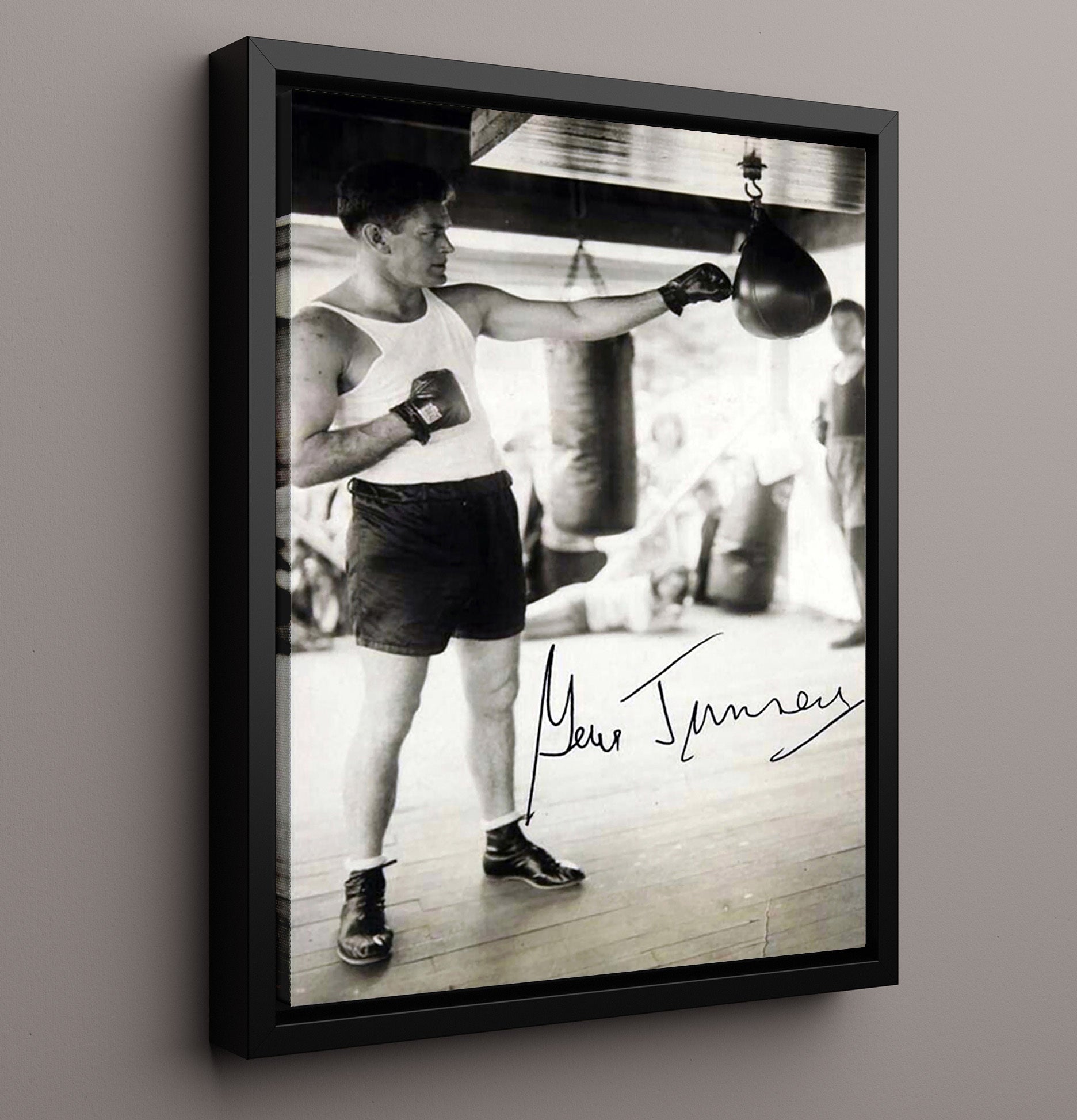 Gene Tunney Speed Bag Training 16x20 Framed Canvas boxing wall art print – Boxing Wall Art decor