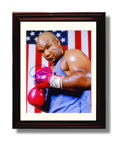 George Foreman American Flag Portrait 8x10 Beveled Frame boxing wall art print – Boxing Wall Art decor