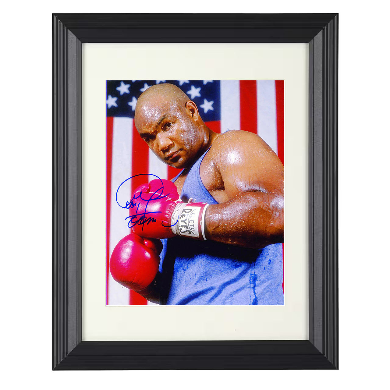 George Foreman - American Flag 8x10 black framed boxing print
