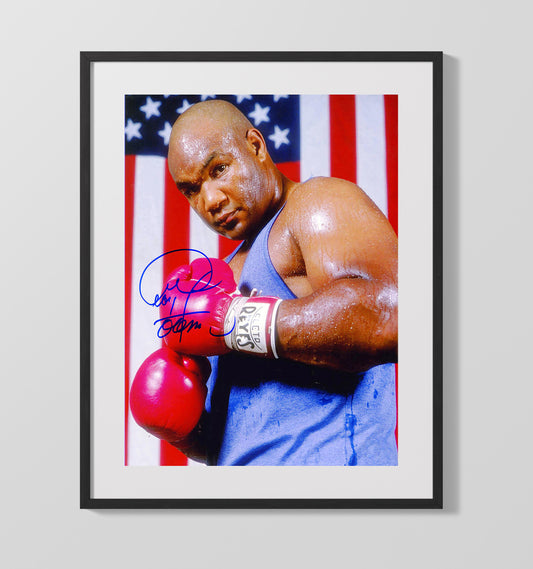 George Foreman American Flag Portrait Boxing Wall Art 16x20 Gallery Framed Artwork wall art print – Boxing Wall Art decor