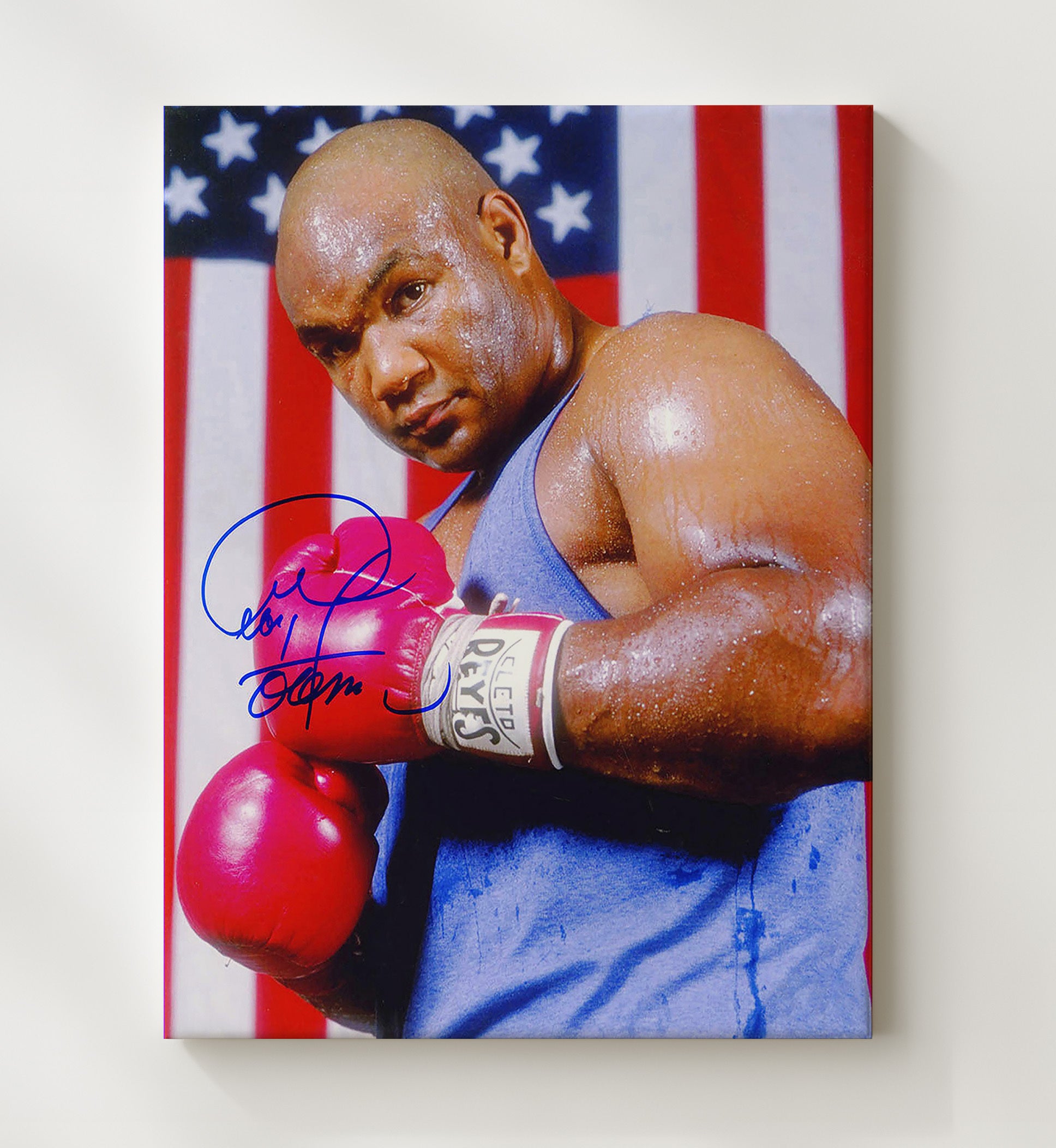George Foreman American Flag Portrait 20x24 Canvas boxing wall art print – Boxing Wall Art decor