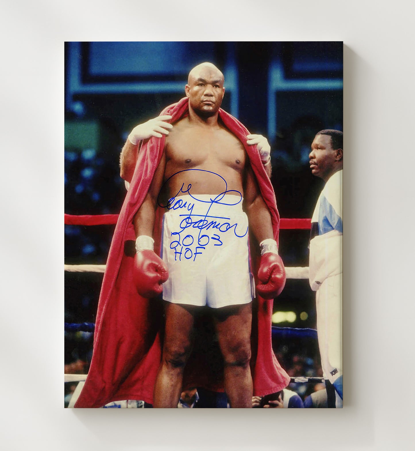 George Foreman Hall of Fame 2003 Red Robe 20x24 Canvas boxing wall art print – Boxing Wall Art decor