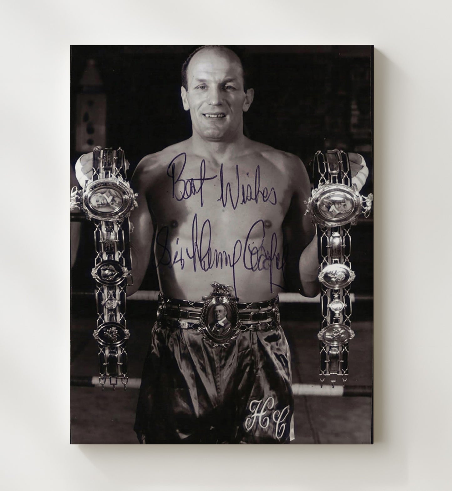 Henry Cooper Championship Belts Portrait 20x24 Canvas boxing wall art print – Boxing Wall Art decor