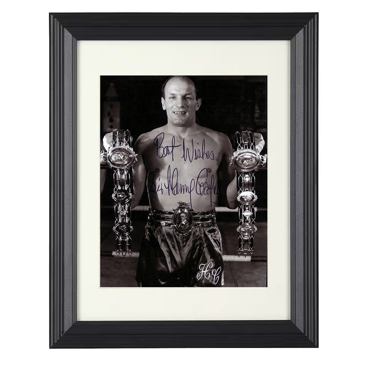 Henry Cooper - Championship Belts 8x10 black framed boxing print