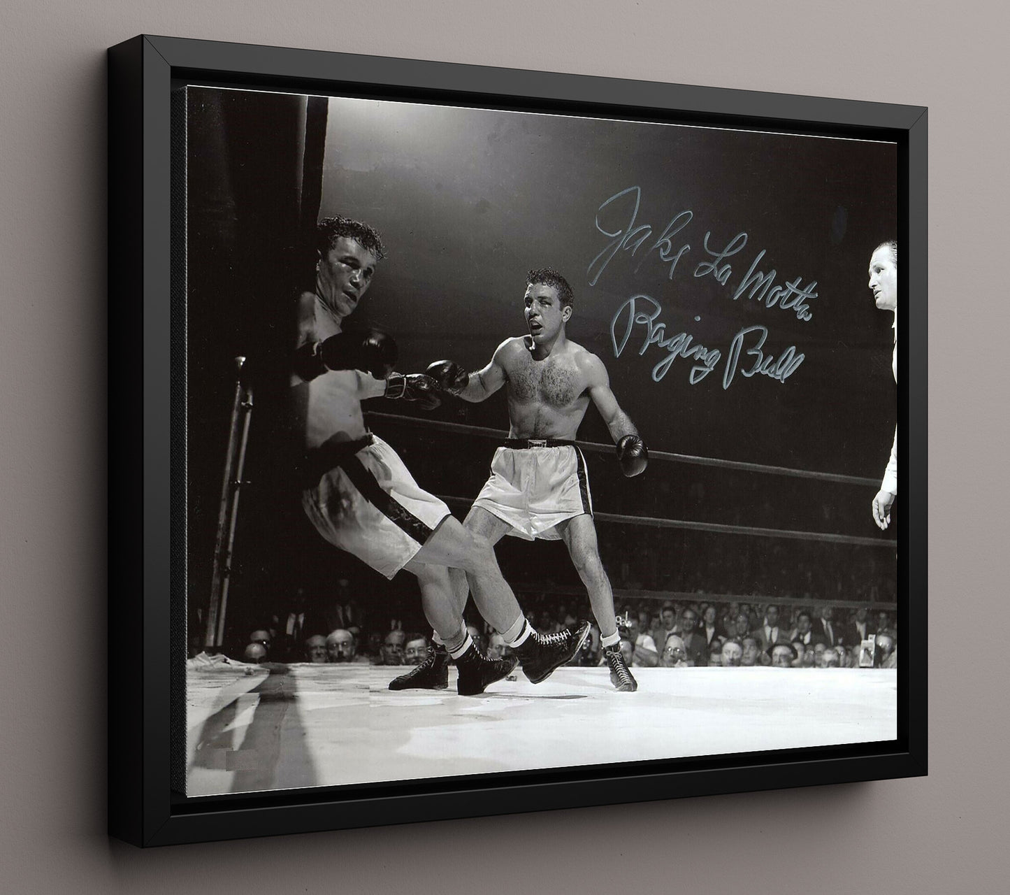 Jake LaMotta Bronx Bull Unleashed 16x20 Framed Canvas boxing wall art print – Boxing Wall Art decor