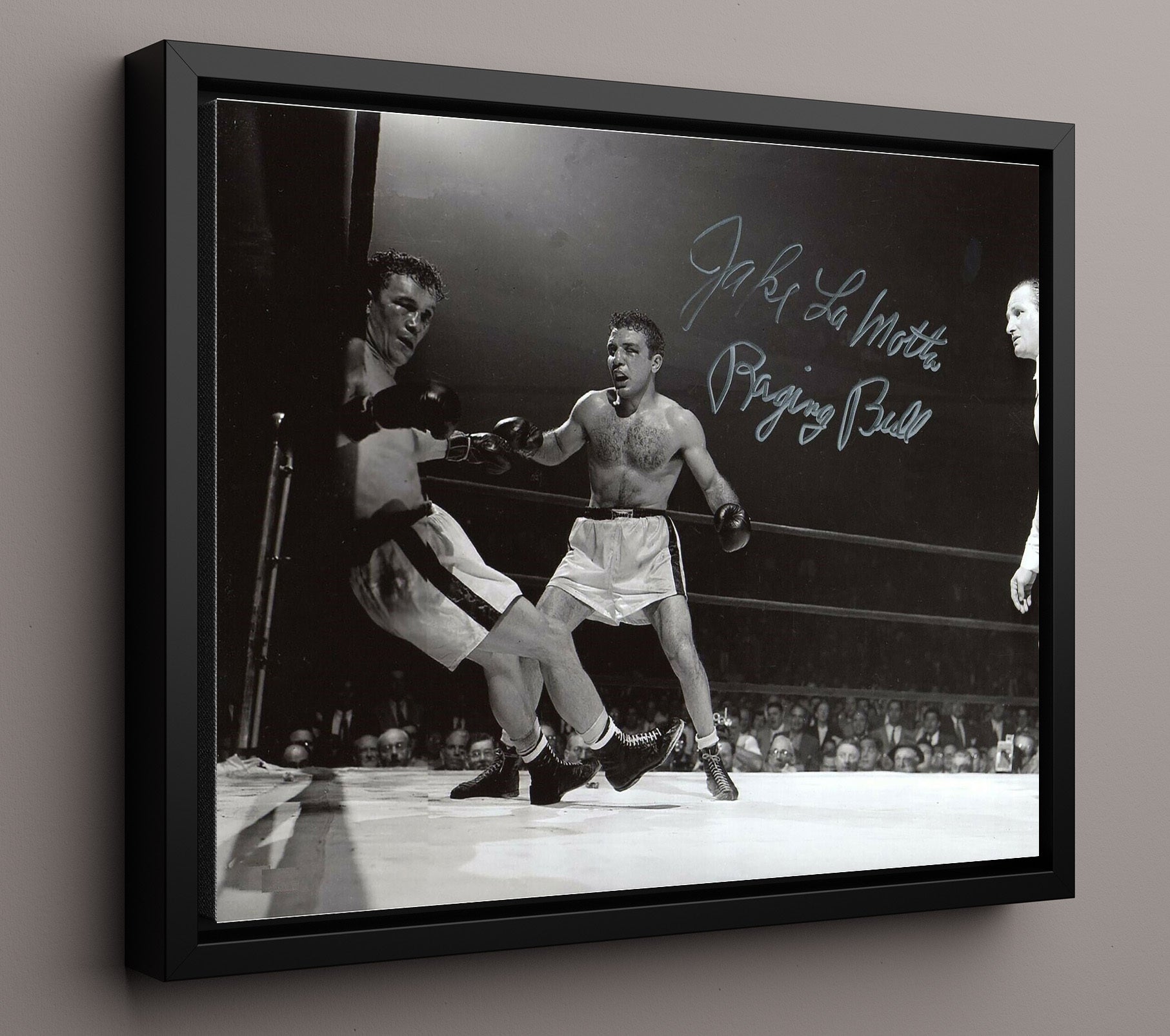 Jake LaMotta Bronx Bull Unleashed 16x20 Framed Canvas boxing wall art print – Boxing Wall Art decor