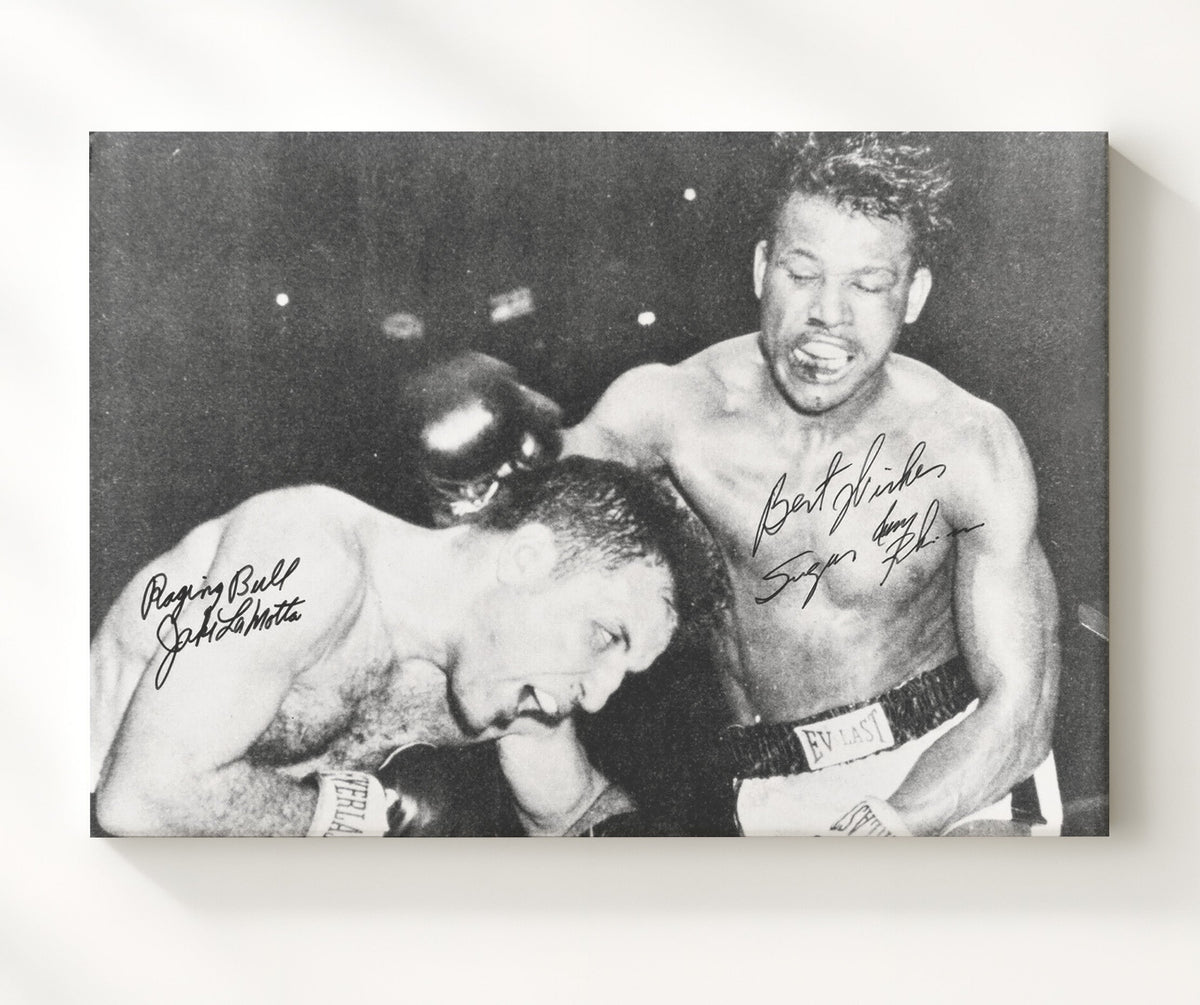 Jake LaMotta and Sugar Ray Robinson - Raging Bull Rivalry 20x24 Canvas – Boxing Canvas Wall Art