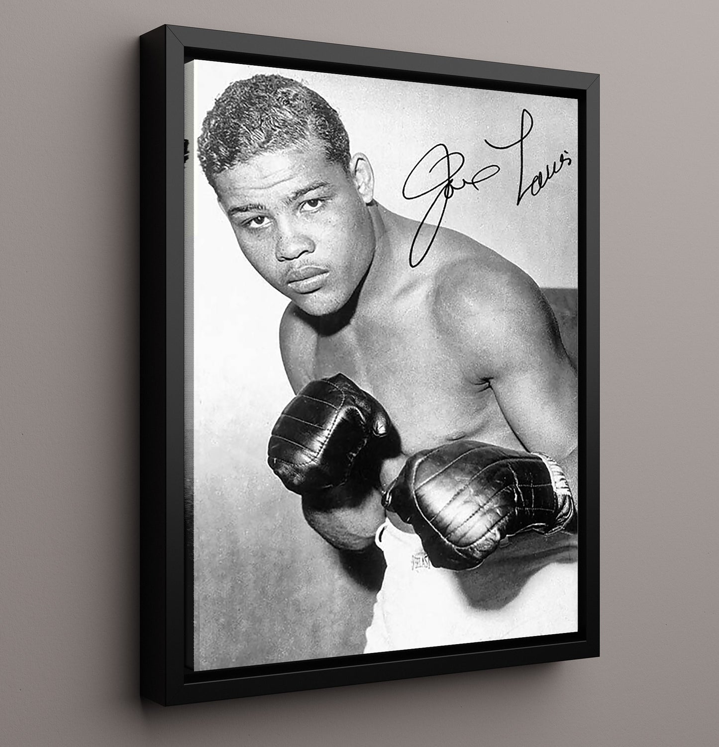 Joe Louis Fighting Stance Studio 16x20 Framed Canvas boxing wall art print – Boxing Wall Art decor