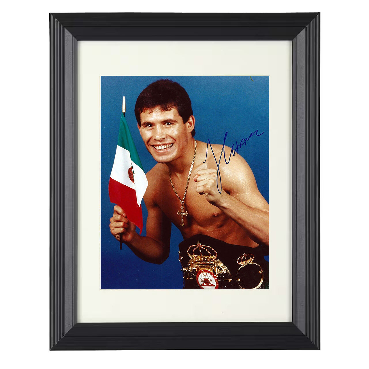 Julio Cesar Chavez - Championship Belts 8x10 black framed boxing print