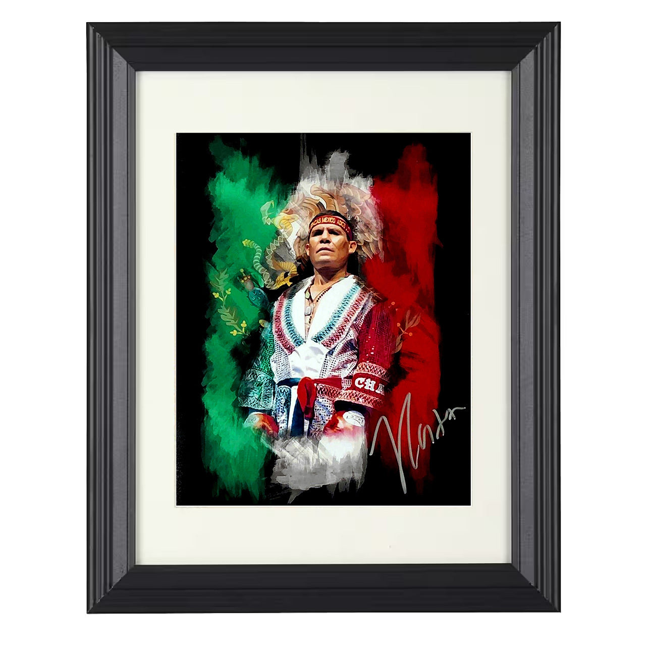 Julio Cesar Chavez - Mexican Flag Champion 8x10 black framed boxing print