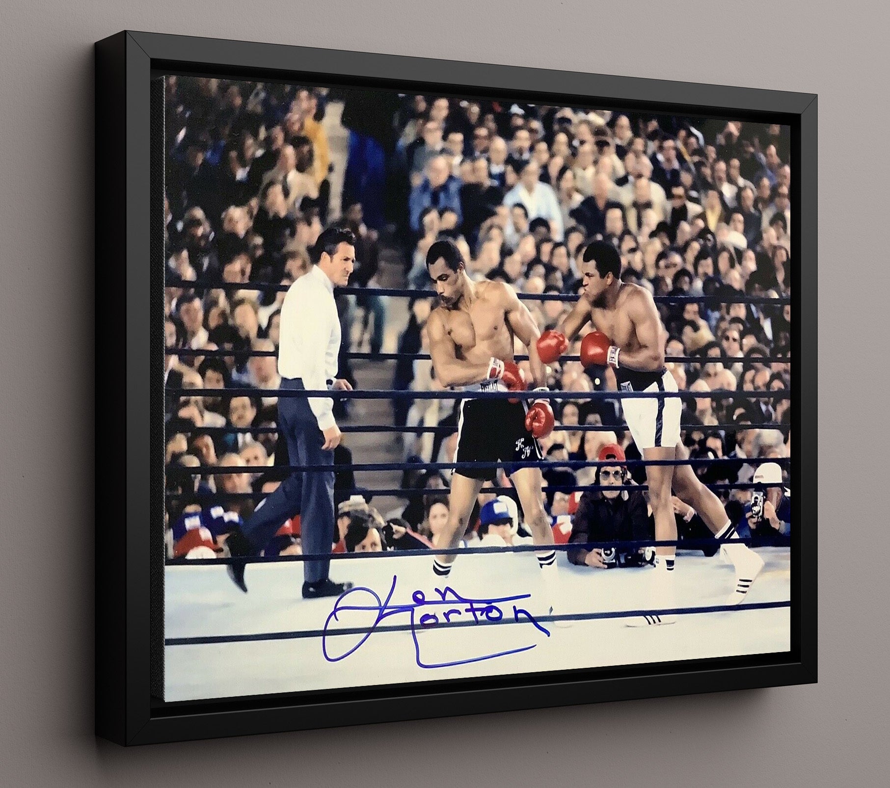 Ken Norton and Muhammad Ali Heavyweight Showdown 16x20 Framed Canvas boxing wall art print – Boxing Wall Art decor